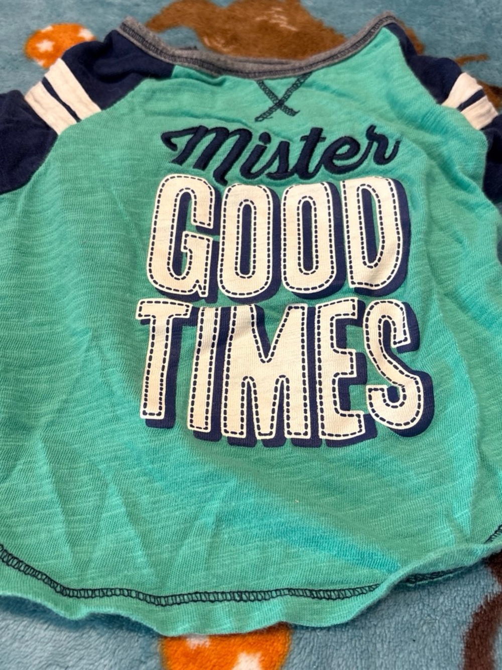 Mister Good Times Teal & Navy Dog Tee med/sm